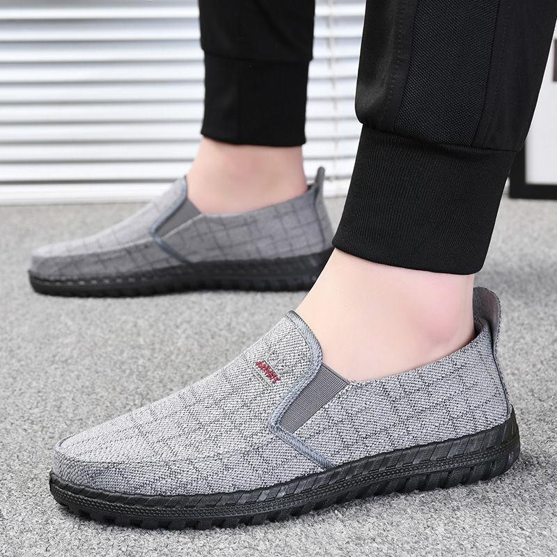 

****** и летние туфли из мушиной ткани на подошве из говяжьей кожи, мужские туфли, подошва из дерьма, нескользящие старые ******* тканевые туфли, мужские повседневные дышащие туфли на одной педали, кроссовки для папы, мужские 38