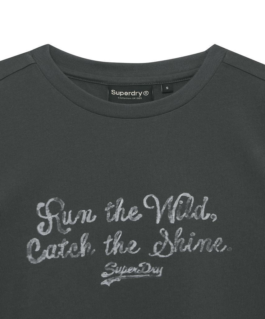 Syupeodeulai Women'S Slogan Logo T-Shirt Charcoal Sdfiscq02Chl