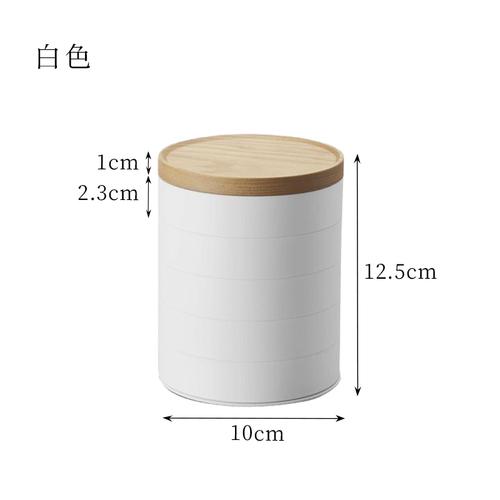 

Wooden Cover Plastic Jewelry Box Rotatable Jewelry Storage Box Five-layer Jewelrys Sorting Box Desktop Round Earring Organizer білий