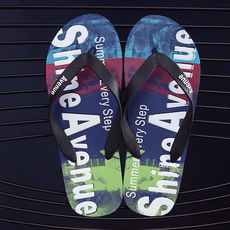 2025 Summer Slippers Men's Toe Post Flip Flops Trendy Outdoor Beach Sandals Non-Slip Casual Slip-On Personality Footwear for Men