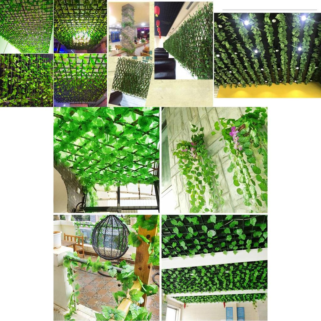 Realistic Artificial Grape Vine Leaves Ceiling Decor Faux Ivy Plants Greenery