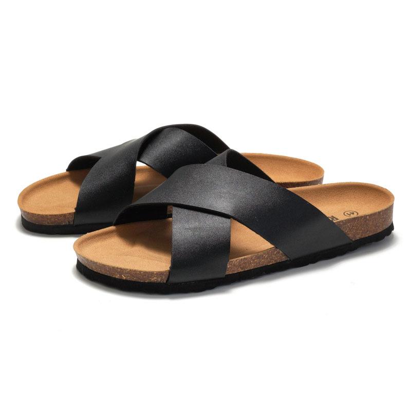 Summer New Men's Cork Slippers Beach Shoes Student Cross with Water Loose Cool Slippers