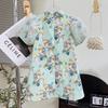 Girls' Summer Puff Sleeve Cheongsam Princess Dress