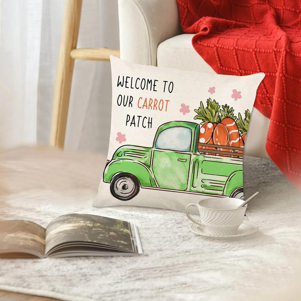 Easter Pillow Covers Decorations Cases For Home Holiday Set Of 4 Easter Pillowcase Holiday Home Sofa Bedside Pillowcase