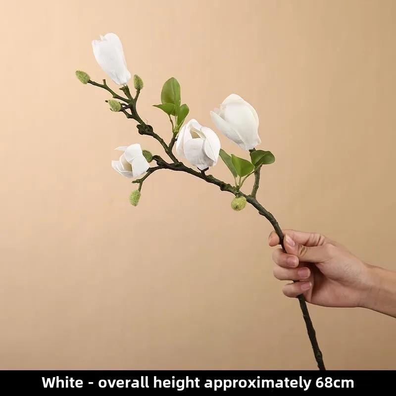 

Высокая имитация 3D-ощущения цветок магнолии имитация цветка украшение стола для дома, гостиной, цветочные украшения в китайском стиле белый