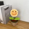 Crocheted Smiling Sunflowers Potted Plant Home Decors Ornament with LED Light for Mother Day Teacher Appreciation Gift