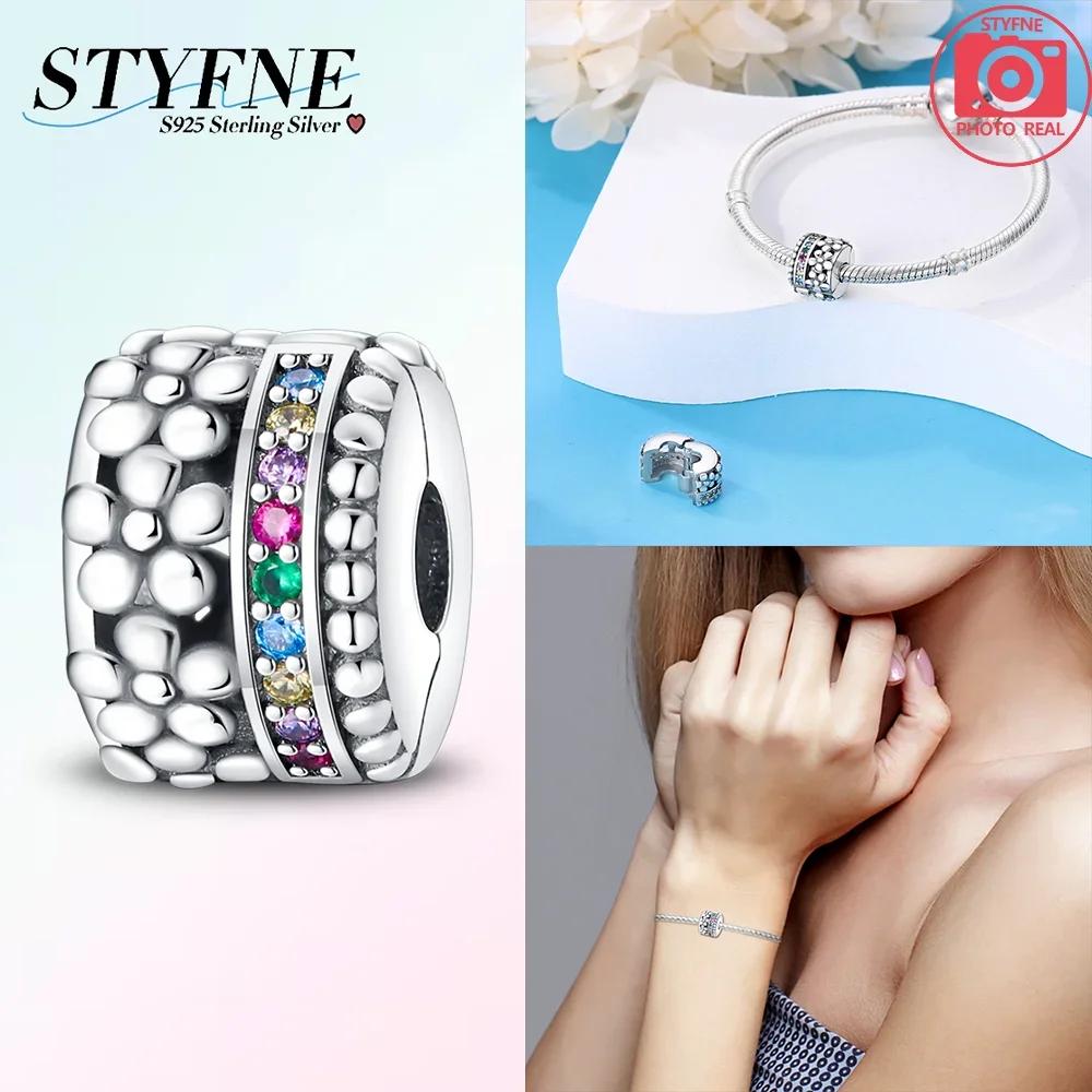 Copper Metal Inlaid Zirconium Flowers Four Leaf Clover Feathers Love Box Clip Charm Bead Components Spacer Bead Components Compatible With Bracelet