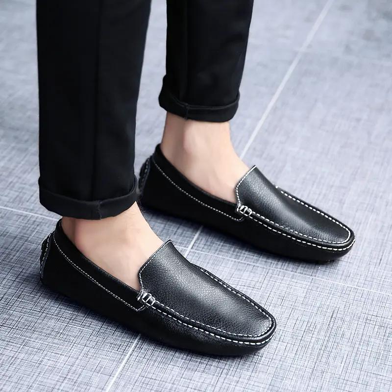Leather Breathable Mocasines Casual Loafers Leather Shoes For Men Slip On Formal Italian Driving Flat Chaussure Homme Large Size