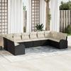 vidaXL 10-piece Garden Sofa Set with Cushions Black Rattan, 2-Seater Sofa with Storage and Cushions 3354886