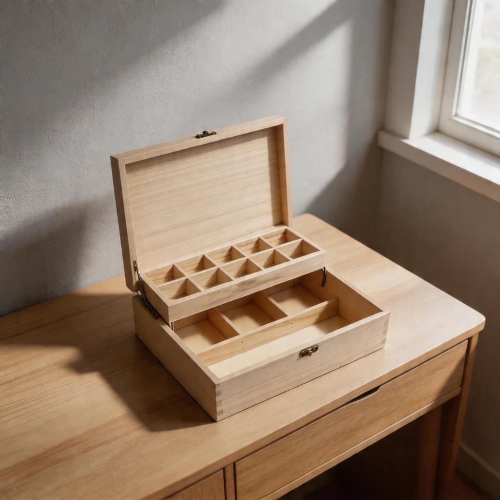 Classic Elegant Appearance Wood Jewelry Box Multiple Compartments