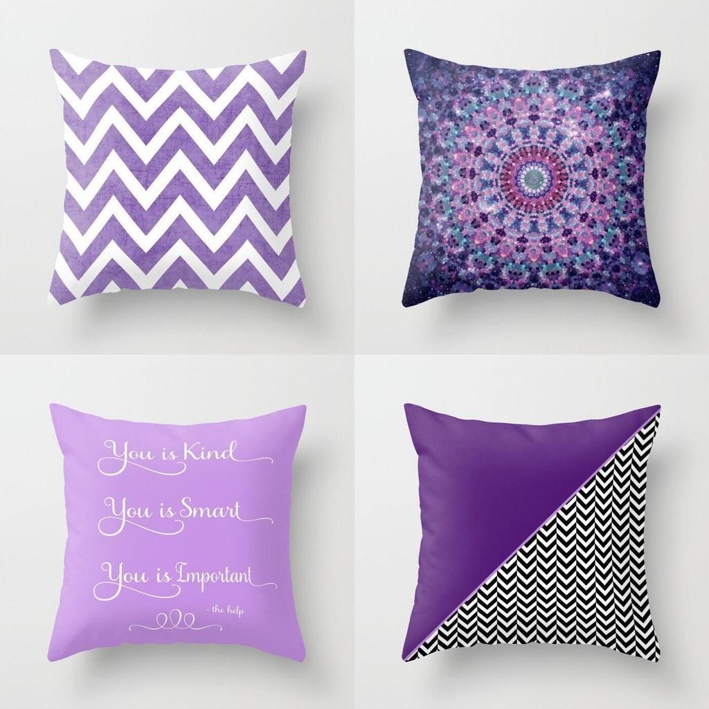 Stylish 18'' Purple Pillow Case Sofa Waist Throw Cushion Cover For Versatile Home Use