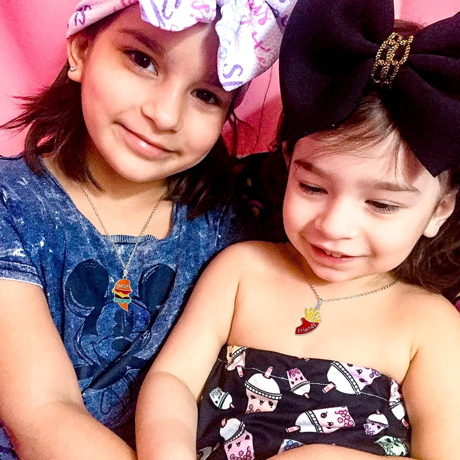 MJartoria Best Friend Necklaces Friendship BFF Necklaces for 2 Cute Hamburger and French Fries Birthday Gifts