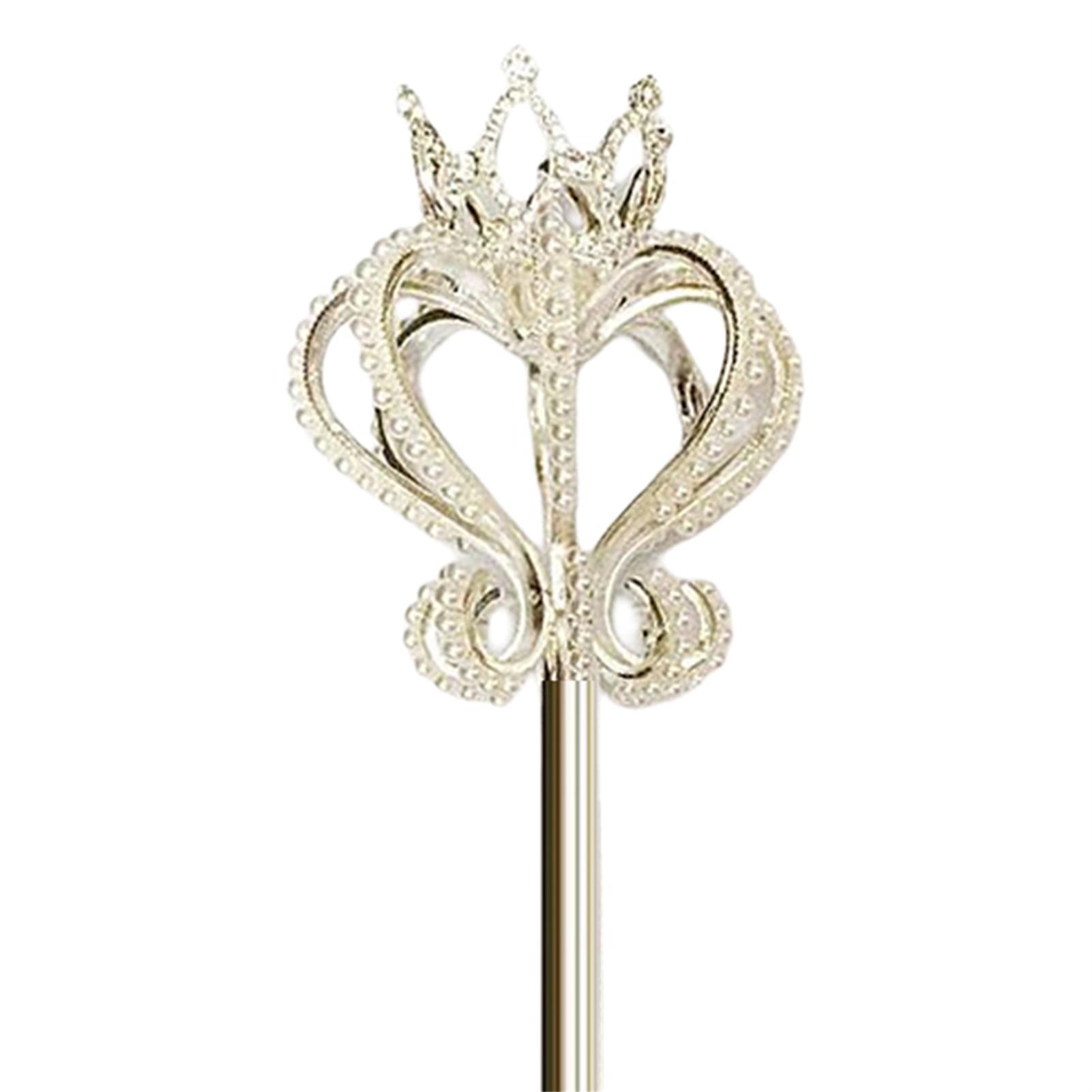 

Pioessa Goddess Beauty Pageant Props Rhinestone Beauty Pageant Wedding Bridal Fairy Queen Double Side Sceptre Prop Staff Pearl срібний