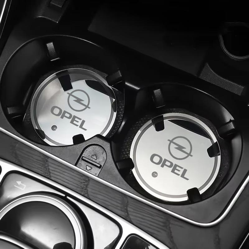 For Opel Insignia n2Pcs Car LED Cup Holder Coaster Colorful Light Up Cup Mat For Opel Astra Grandland Corsa Mokka Frontera Insignia Zafira Vivaro