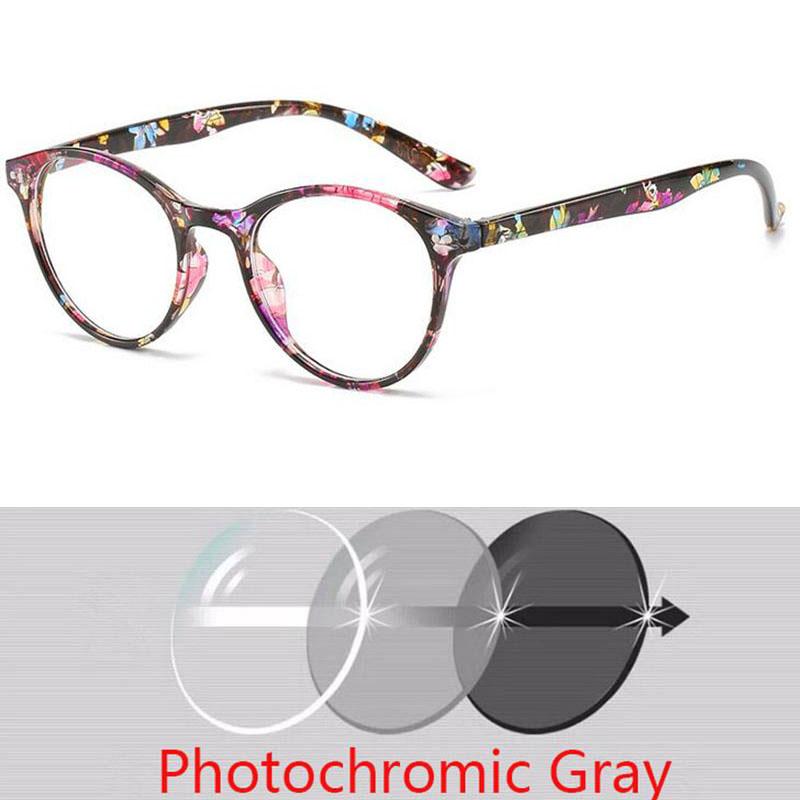 -1 -1.5 -2 -2.5 -3 -3.5 -4 -4.5 -5 -5.5 -6  Photochromic Myopia Prescription Glasses Women Eyewear Men Round Glasses
