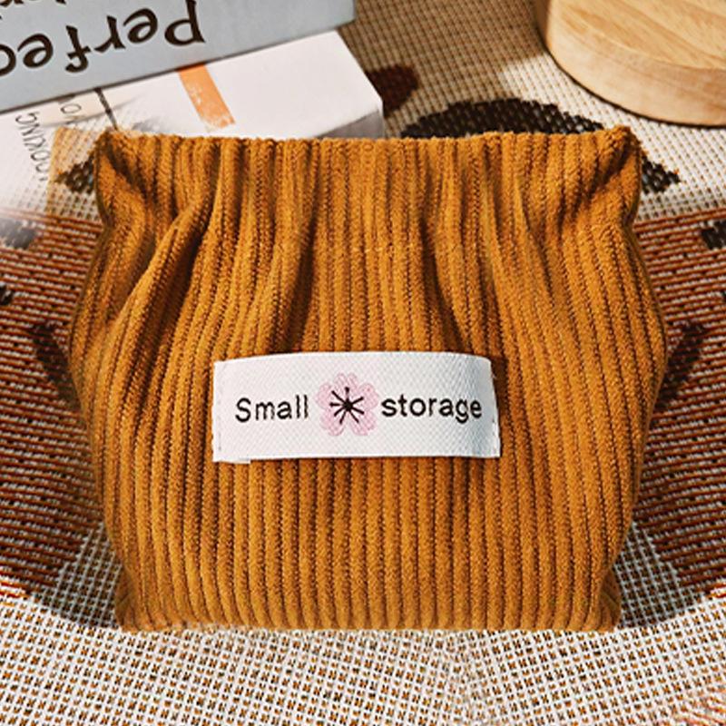 Corduroy Snap Earphone & Coin Pouch - Self-Closing Storage Bag for Data Cables