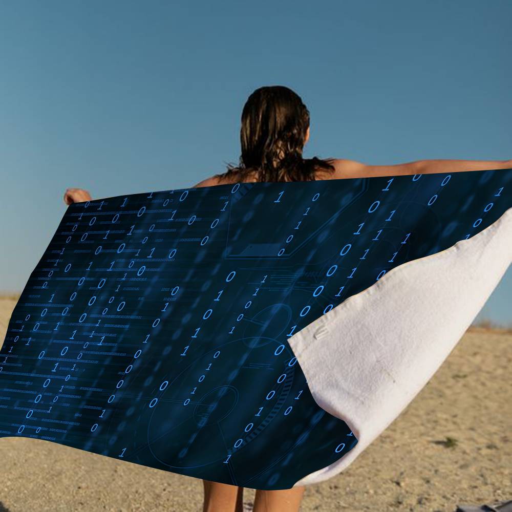 Binary Code The Matrix Program Chart Game Microfiber Blanket Quick Drying Beach Towels Oversized Printing Super Absorbent Pool