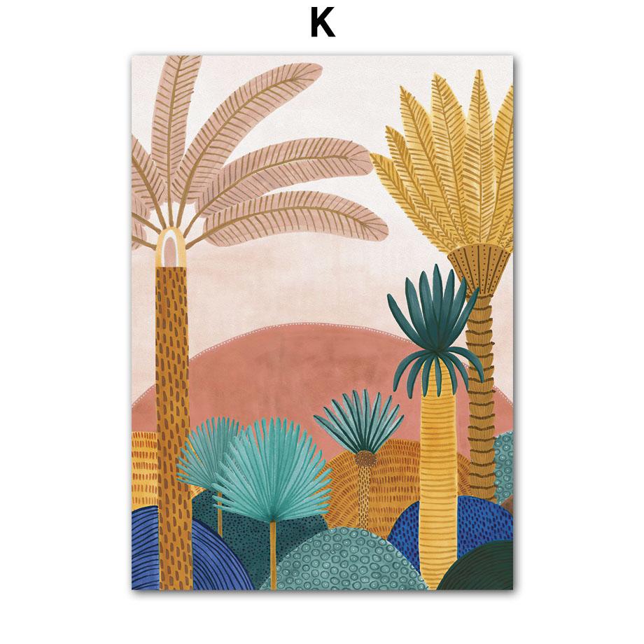 Tropical Jungle Animal Tree Giraffe Elephant Lion Boho Posters And Prints Wall Art Canvas Painting Picture for Living Room Decor