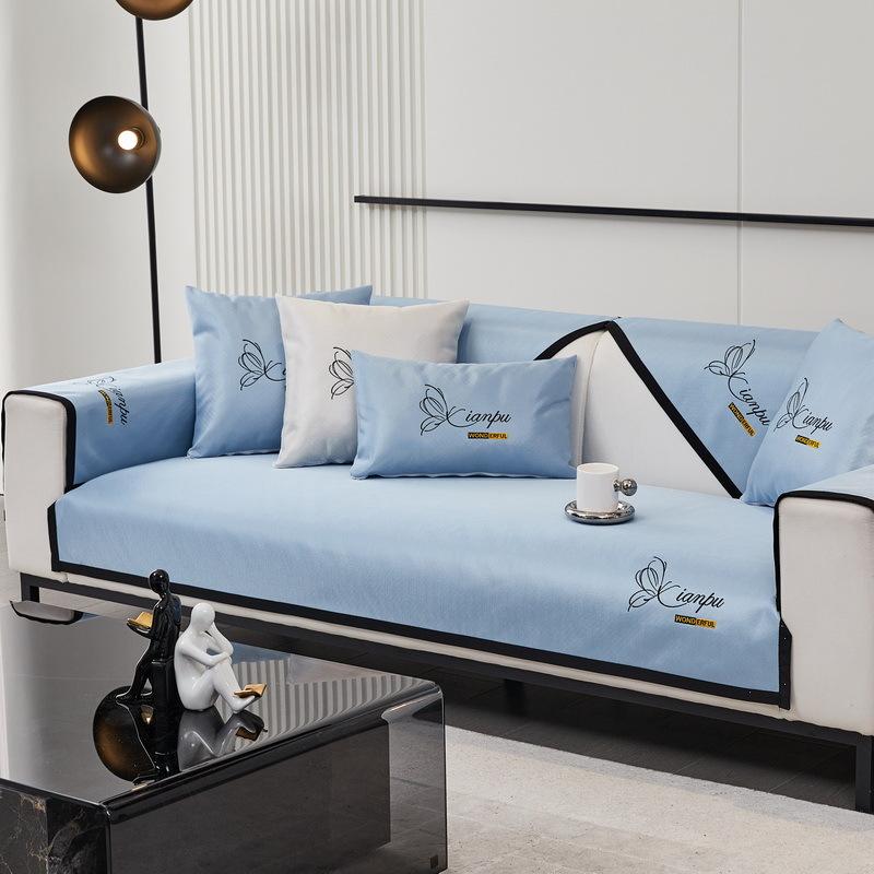 

Ice Silk Sofa Cushion Light Luxury High-End Cover Cloth Modern High-End Sofa Cover Non-Slip Cold Cover New Model 70*70cm