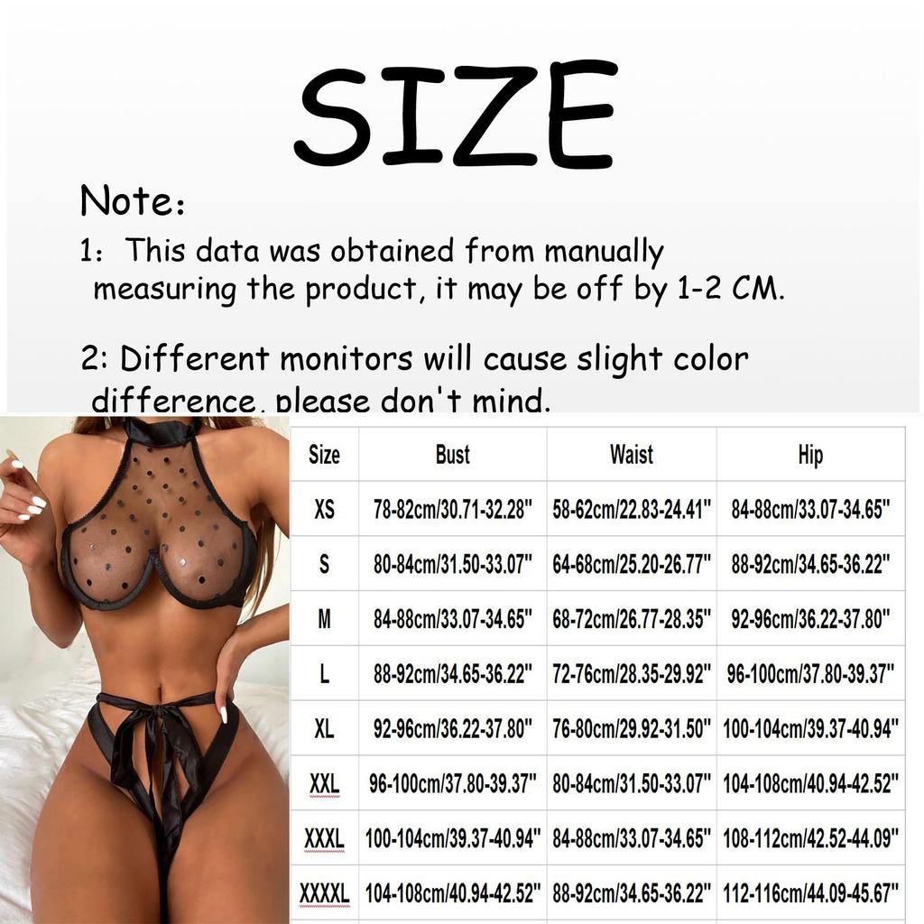 Sheer Mesh Polka Dot Lingerie Set with Halter Neck and Open Cup Design Adjustable Waist Tie and High Cut Panty for Women