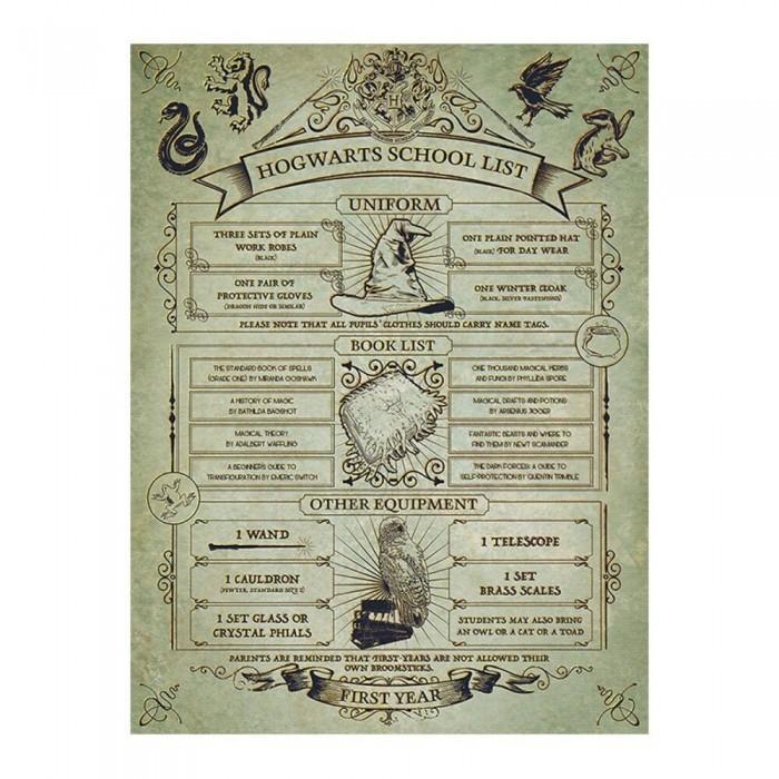 Impressão em tela da lista da escola de Harry Potter 80cm x castanho/creme