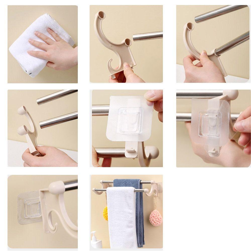 Wall Mounted Double Rod Towel Bar Stainless Steel Towel Storage Shelf Towel Rack for Bathroom