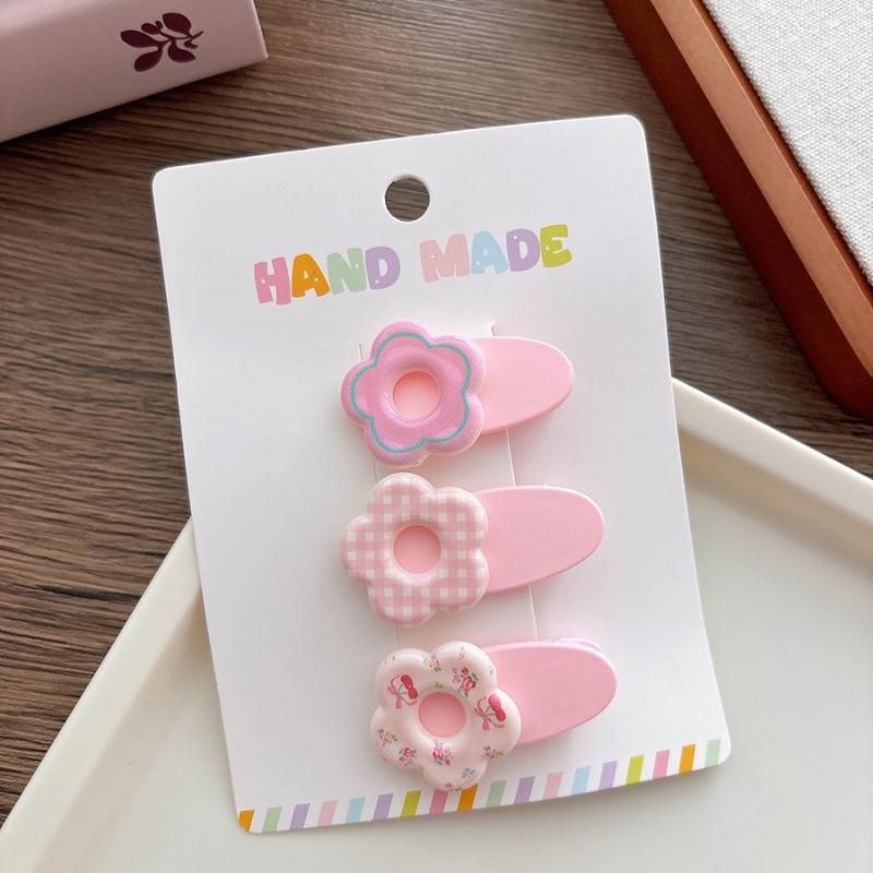 3Pcs/Set Korean Hair Clips Non Slip Girls Floral Barrettes for Baby Side Bangs Toddler Headwear Hair Accessories