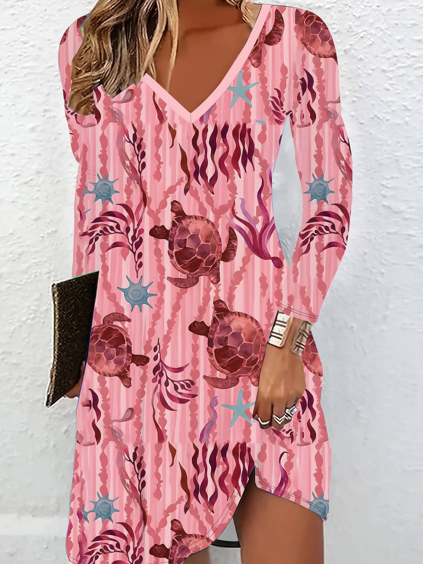 

3D Butterfly Printed Long Sleeves Dress Exclusive Trendy Item for Women in Autumn & Winter 6XL