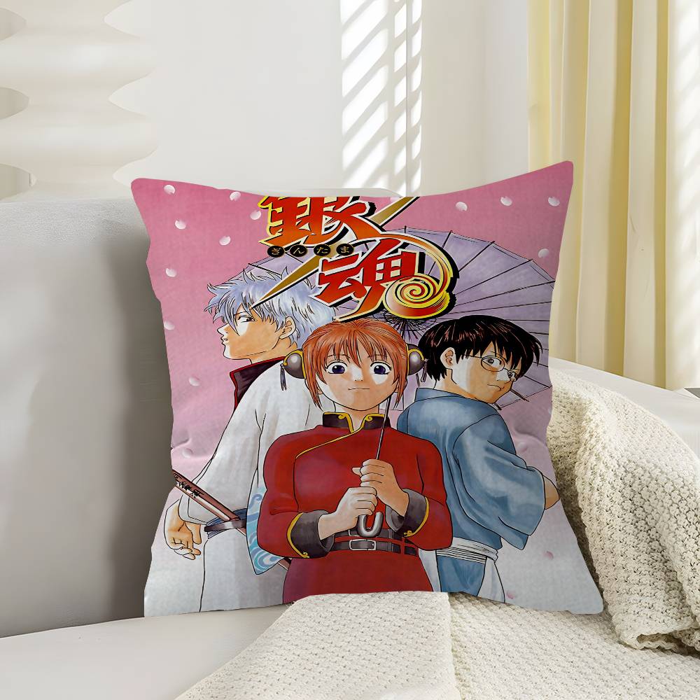 Classic funny Japanese anime GINTAMA Cushion Cover Inches Farmhouse Decor Home Throw Pillow Covers for Couch Decorations