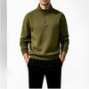 Qiaogrui Men's Stand-Up Collar Half-Zip Long Sleeve T-Shirt