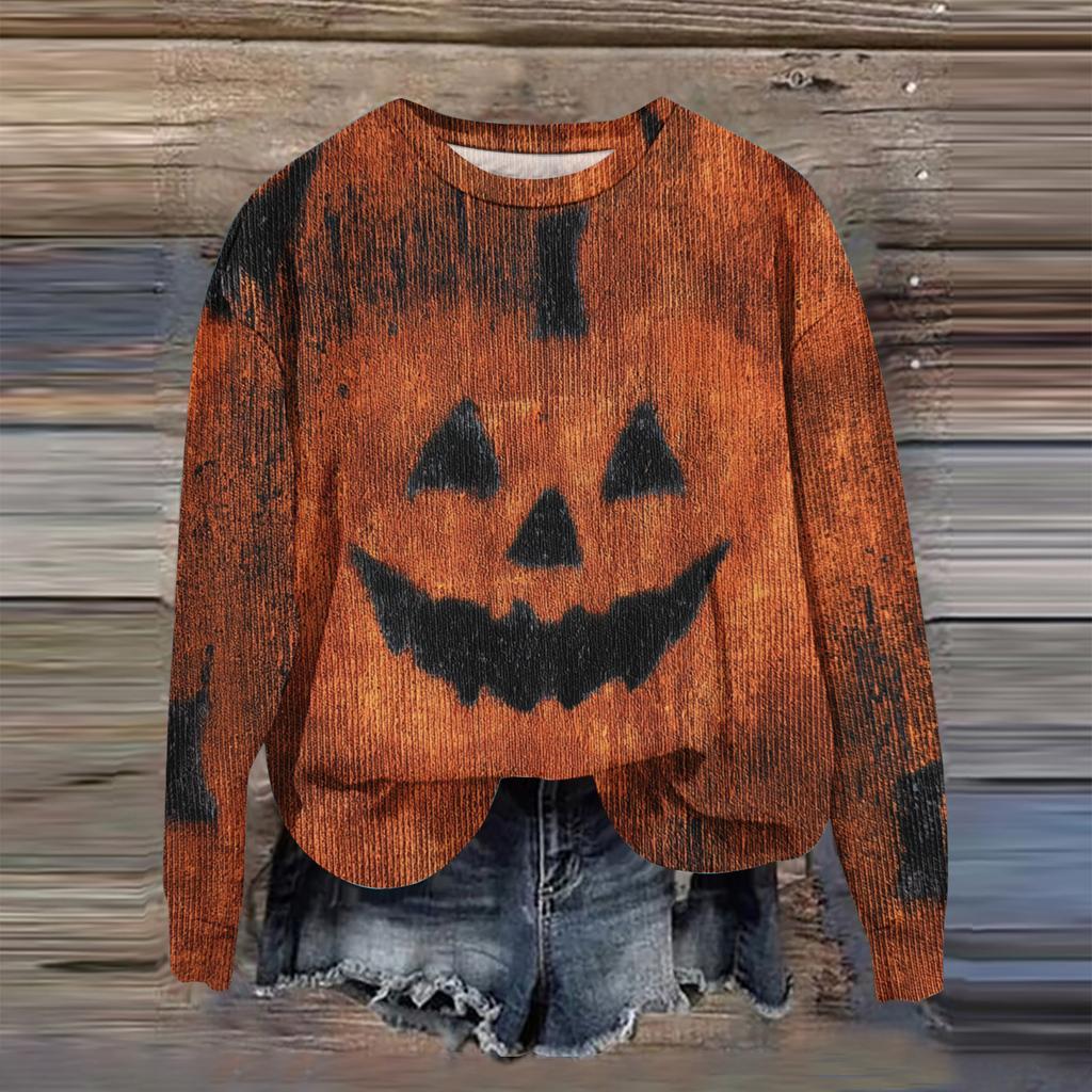 Dámská móda Tištěný top mikina s dlouhým rukávem volného střihu s kulatým výstřihem podzim