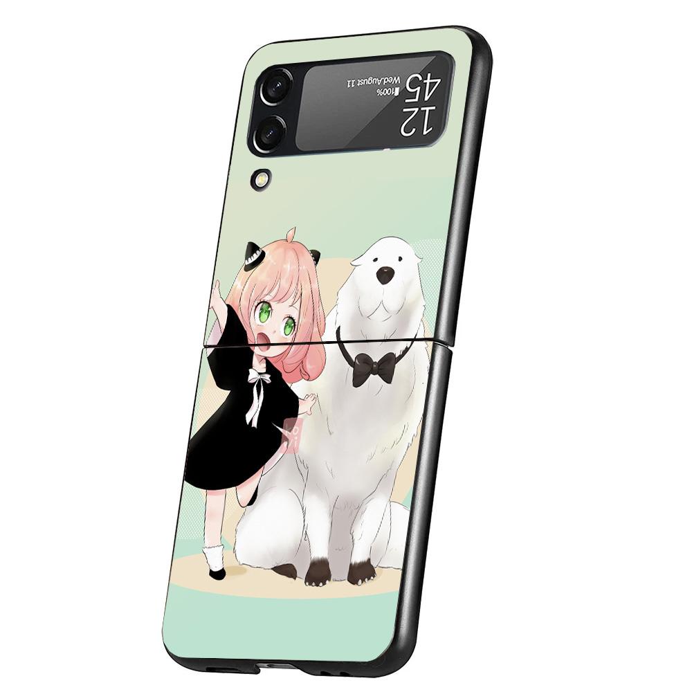 Spy Family Anya Cute Case Phone Cover for Samsung Galaxy Z Flip 7 6 5 4 3 5G ZFlip7 ZFlip6 ZFlip5 ZFlip4 ZFlip3 Black Fundas Gal