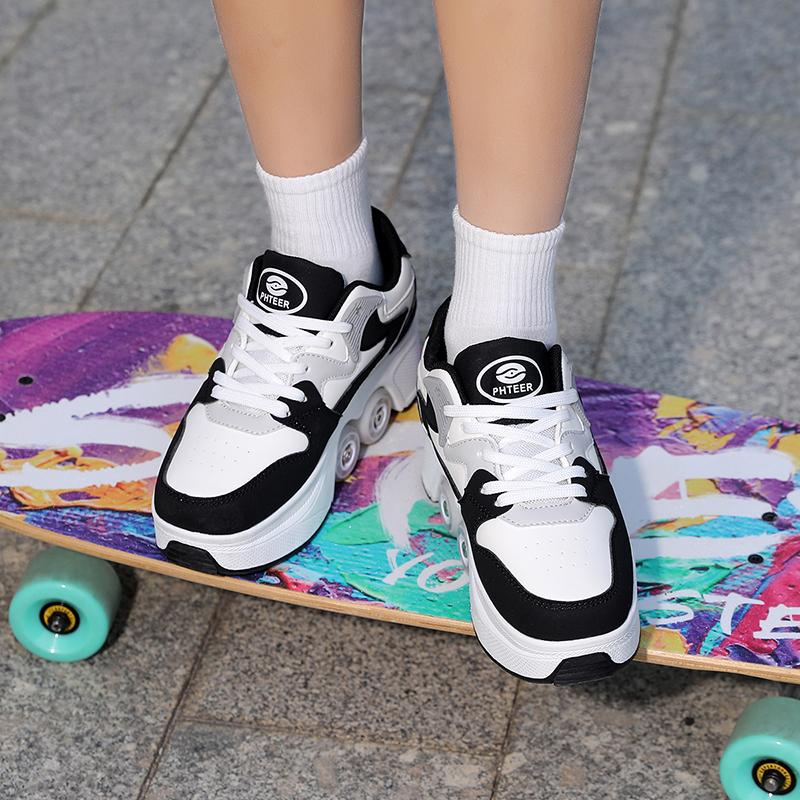 Scarpe da Ginnastica con Ruote Bambino / Bambina Scarpe con Ruote Deformabili Scarpe Pattini a Rotelle Scarpa da Skate Bambina Scarpe da Skate Bambino