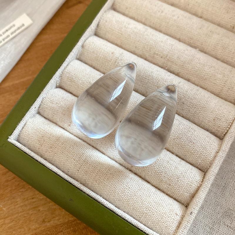 Einfache Transparente Harz Acryl Wassertropfen Hängende Dangle Ohrringe für Damen Statement Lässiger Urlaubs Schmuck