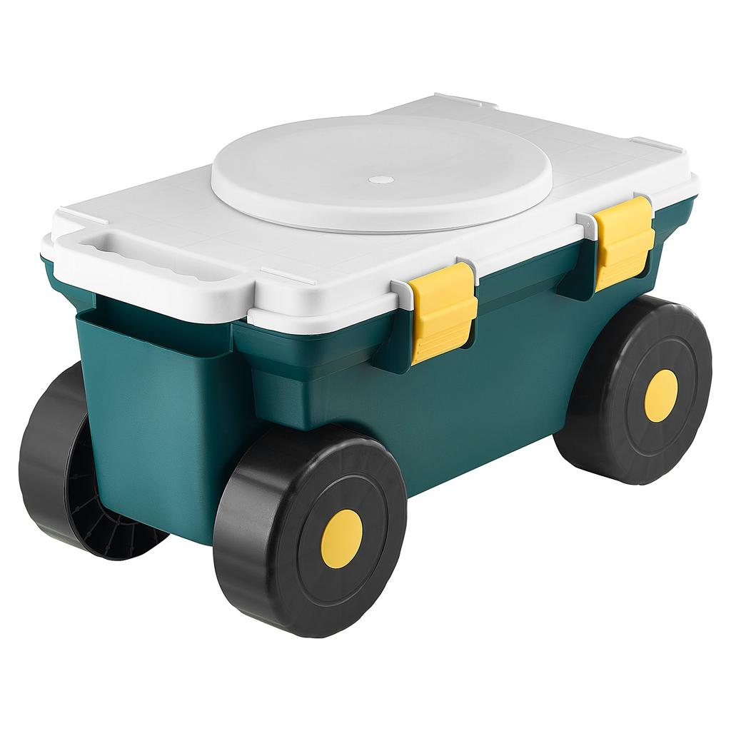 VEVOR Garden Scooter with Seat, 2 in 1 Rolling Garden Cart with Storage Bin, Supports up to 123kg, Outdoor Wagon with Handle