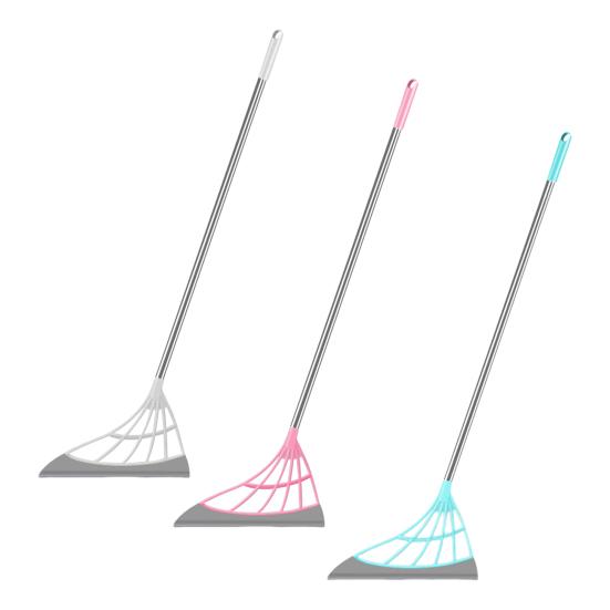 Broom with Silicone Brush Heads Stainless Steel Rods Easy Assembly Interior Surface Cleaner Cleaning Tool