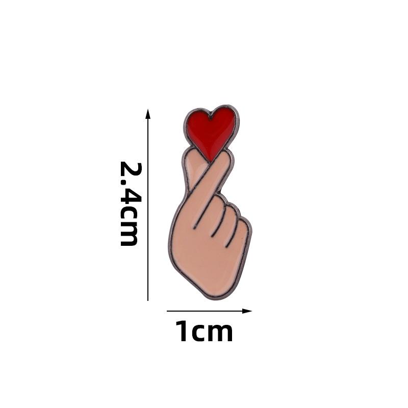 New Cartoon Creative Cute Finger Heart Brooch - Unisex Couple Gift Pin and Heart Badge