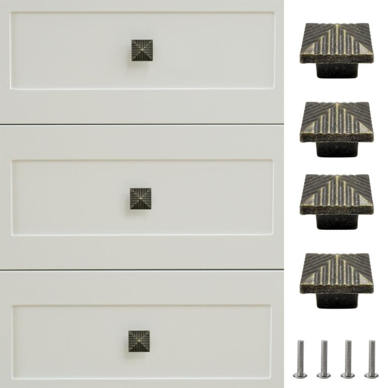 Heavy Duty Zinc Drawer Pulls with Retro Square Design Easy Installation Cupboard Handles for Furniture Hardware