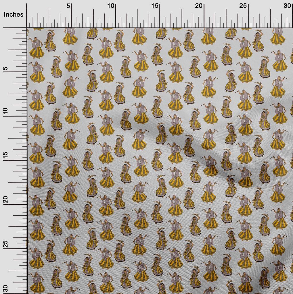 oneOone Cotton Flex Gray Fabric Kalamkari Kathakali Fabric For Sewing Printed Craft Fabric By The Yard 40 Inch