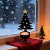 Metal Christmas Tree Candlestick Small Tree Shaped Candle Holder Holiday Tabletop Centerpiece for Home Shelf Fireplace Decor