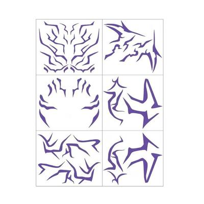 Temporary Tattoos, Bold Purple Lightning Makeup for Cosplay Role-playing Games, Waterproof Facial Art Stickers
