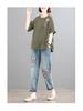 Women's Retro Korean Style Plus Size Embroidered Cotton Linen T-Shirt
