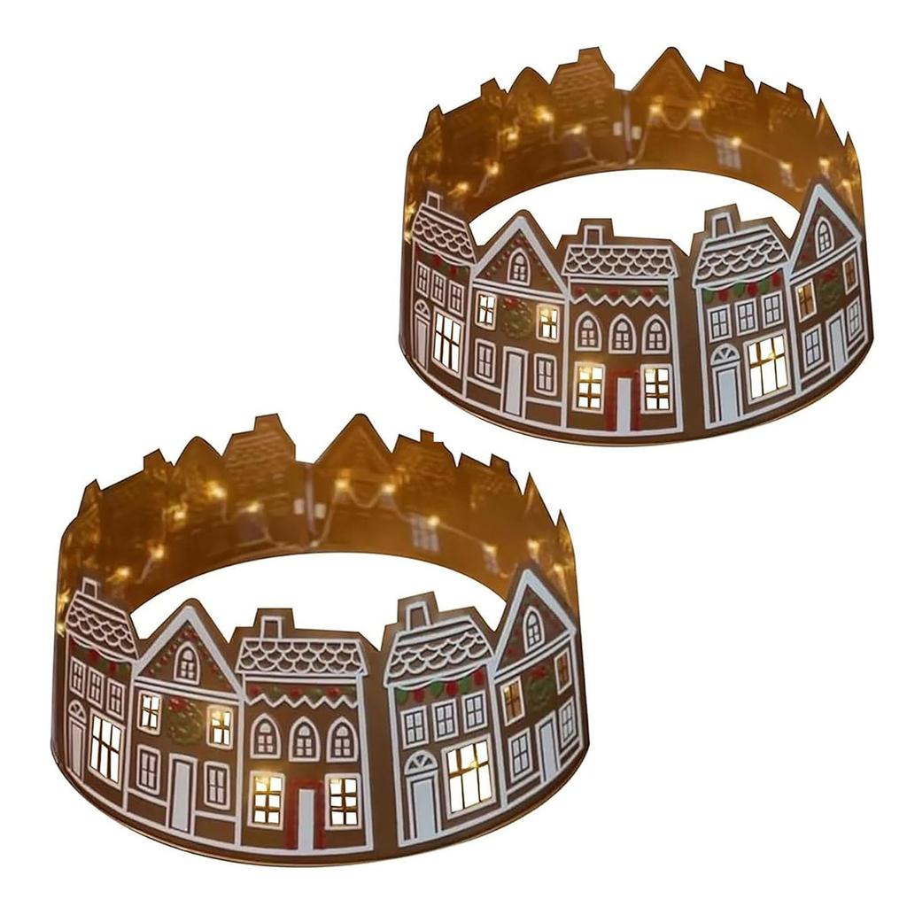 Gingerbread House Χριστουγεννιάτικο δέντρο γιακά δέντρο φούστα, LED Χριστουγεννιάτικο Light Up Tree φούστα