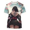 2026 Men's Anime Samurai Girl 3D Printed Fashion T-Shirt for Adults-Street Trend Style Short-Sleeved