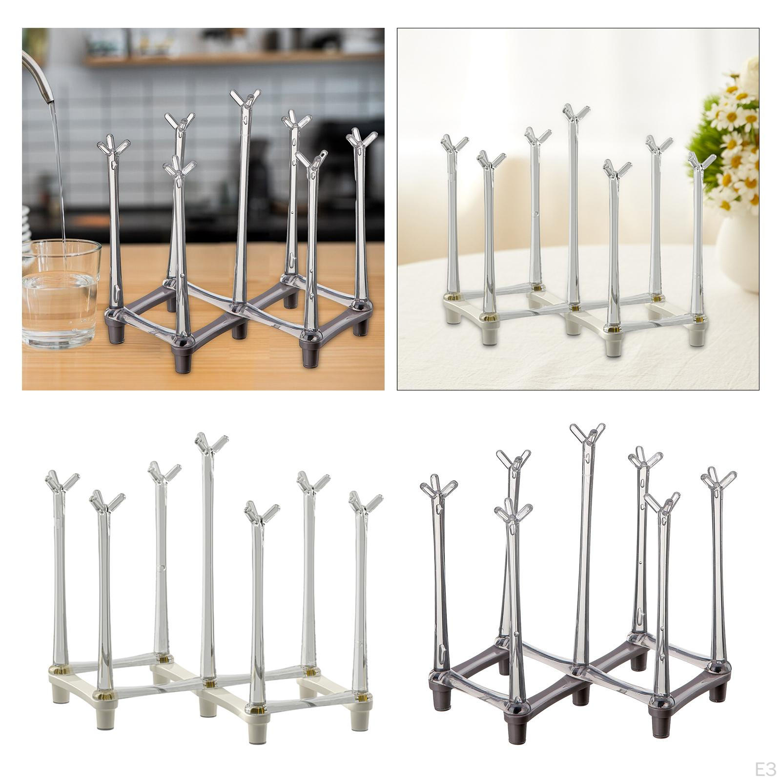 Porte-bouteilles/mugs Avec égouttoir Et Brosse – 6 étages, Métal Noir, Gain De Place Cuisine