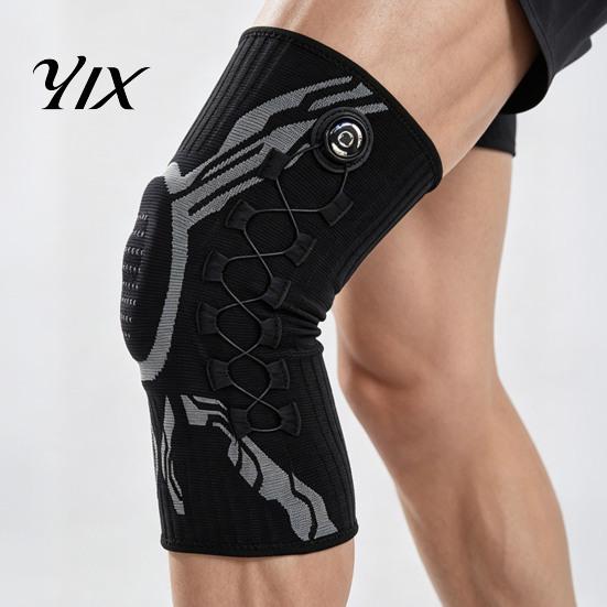 Supportive Knee Gear Adjustable Knob Brace, Support with Patella Pad, Side Stabilizer, High Elasticity Compression Sleeve for Workout Arthritis