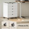 Mobile Office Pedestal, 5 Drawers, Rolling Storage for A3/Letter/A4, White