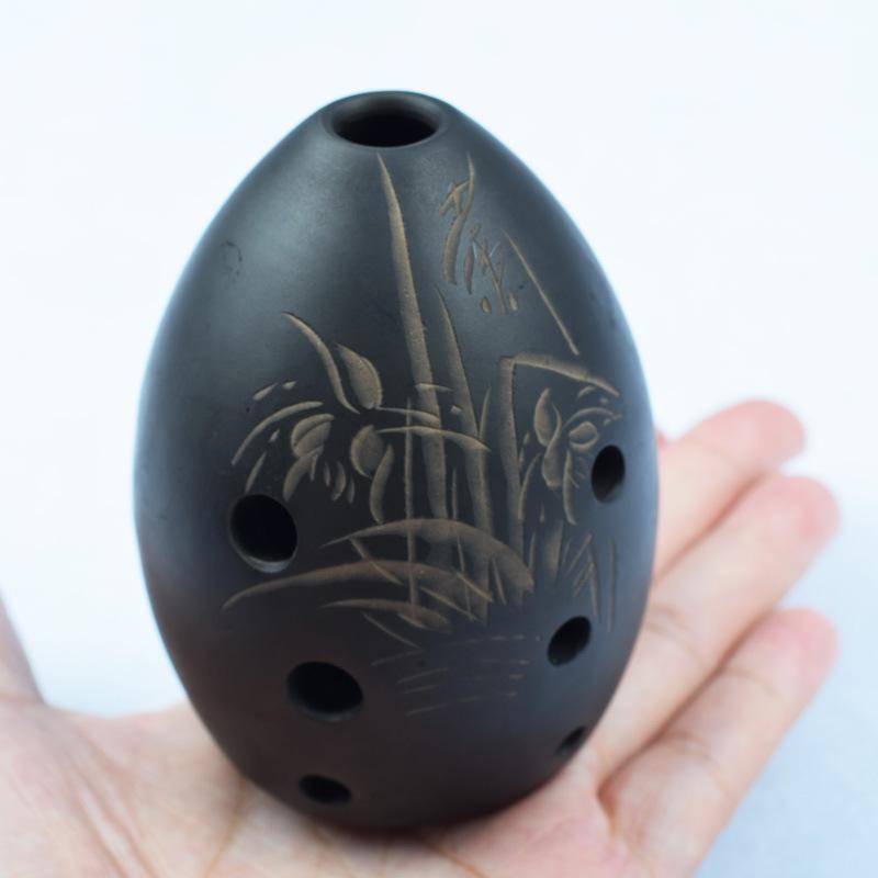 Black Pottery Health Craft Health Music Health Ethnic Blow Instrument Eight Holes Small Pottery Health 8cm