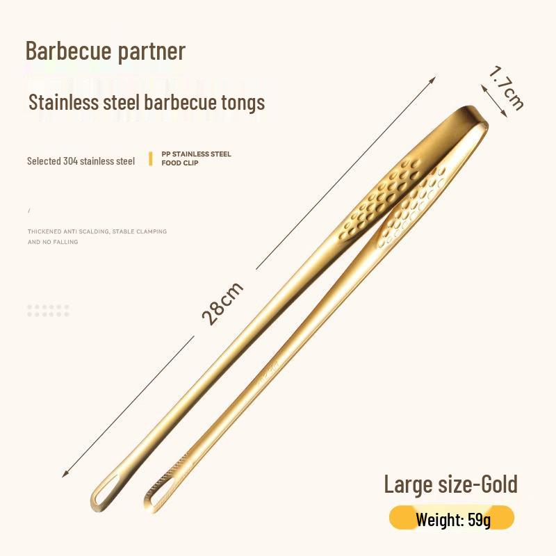Korean BBQ Stainless Steel Kitchen Tongs for Barbecue, Steak, Fruit, Ice, and Frying