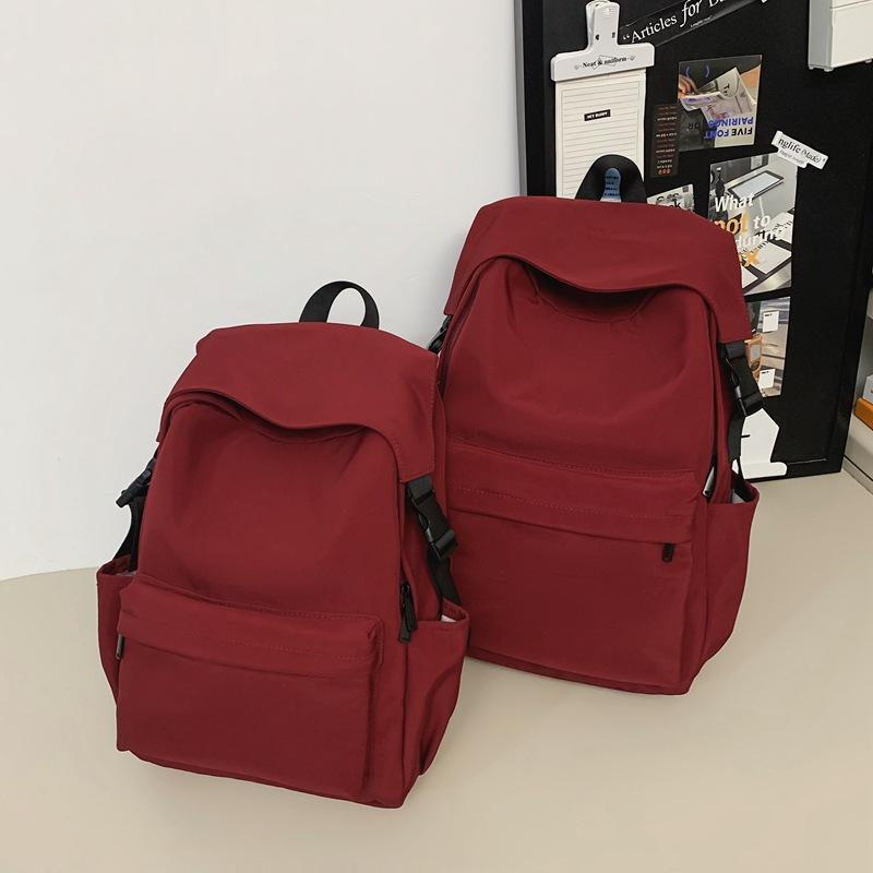 School bag solid color fashion nylon backpack women's school bag women's high school light backpack female college student backpack